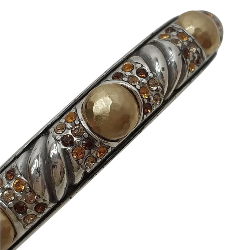 Brighton Two-Tone Hammered Gold & Crystal Bangle Bracelet